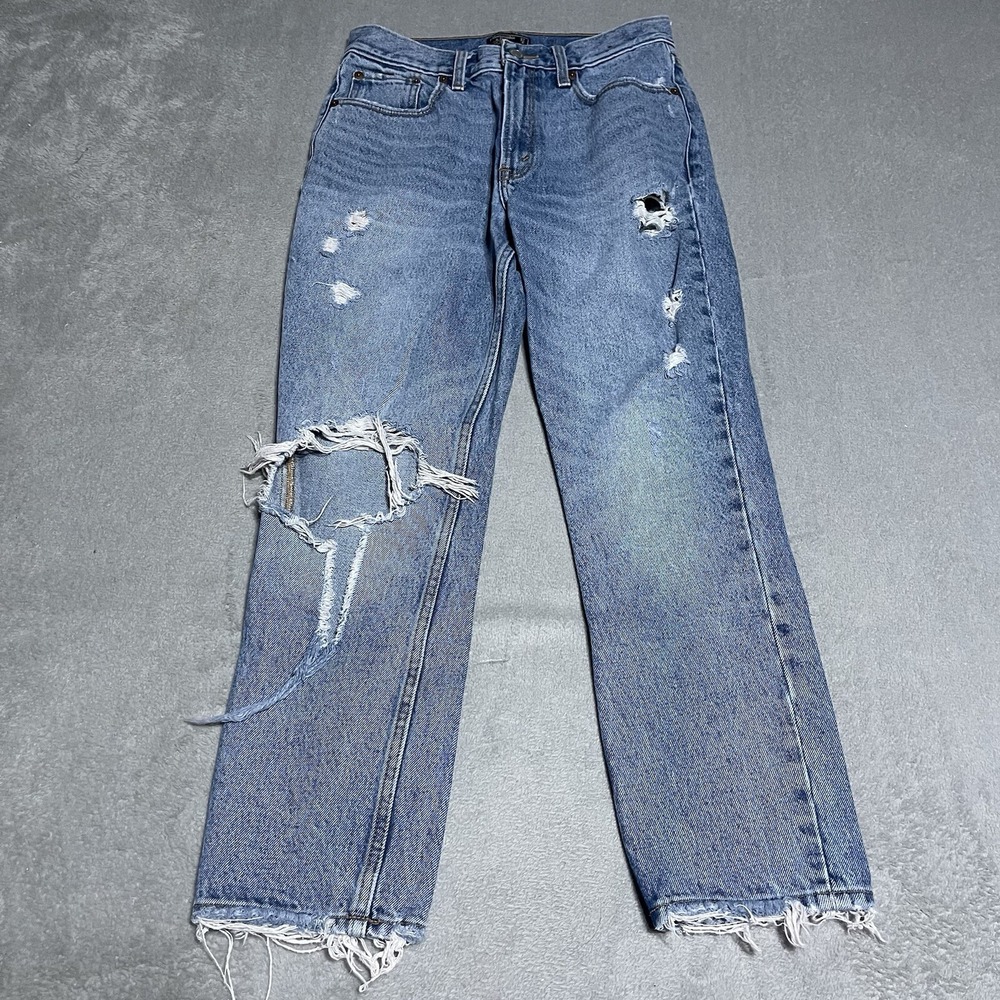 Abercrombie & Fitch Blue Distressed Ankle Jeans